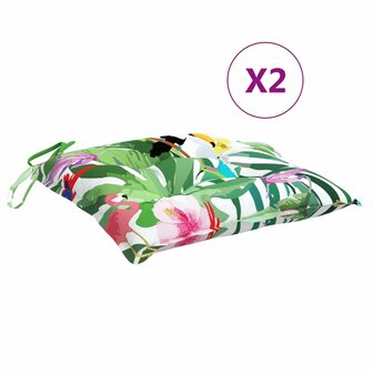 Stoelkussens 2 st 40x40x7 cm stof meerkleurig 2
