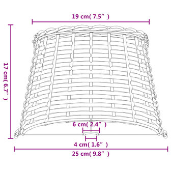 Lampenkap &Oslash;25x17 cm wicker wit 7