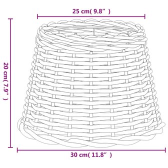 Lampenkap &Oslash;30x20 cm wicker wit 6
