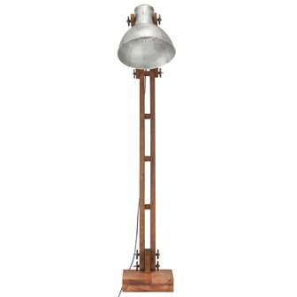 Vloerlamp E27 massief mangohout zilverkleurig 3