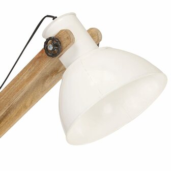 Vloerlamp E27 massief mangohout wit 6