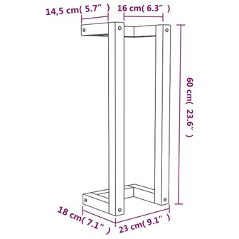 Handdoekenrek 23x18x60 cm massief grenenhout wit 8
