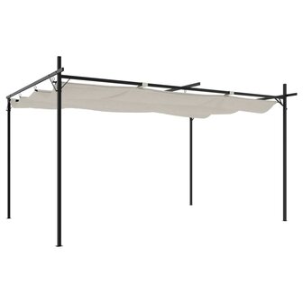 Pergola met uitschuifbaar dak 395x292x230 cr&egrave;mekleurig 2