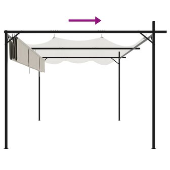 Pergola met uitschuifbaar dak 395x292x230 cr&egrave;mekleurig 6