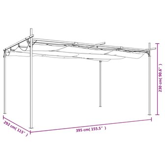 Pergola met uitschuifbaar dak 395x292x230 cr&egrave;mekleurig 8