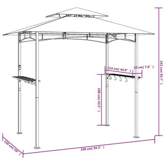 Barbecue-overkapping 240x150x243 cm staal antracietkleurig 8