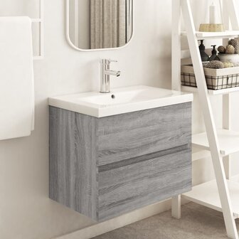Wastafelkast 60x38,5x45 cm bewerkt hout grijs sonoma eikenkleur 1