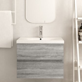 Wastafelkast 60x38,5x45 cm bewerkt hout grijs sonoma eikenkleur 6