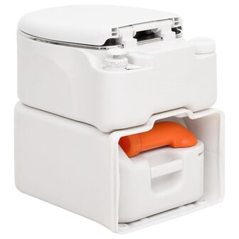 Campingtoilet ge&iuml;ntegreerd 24+17 L HDPE en staal wit       5