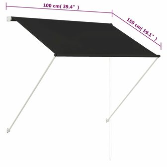 Luifel uittrekbaar 100x150 cm antraciet 8