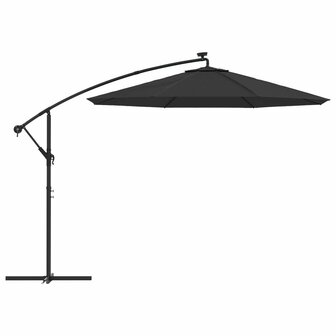 Zweefparasol met LED en stalen paal 300 cm zwart 4