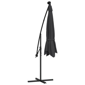 Zweefparasol met LED en stalen paal 300 cm zwart 8