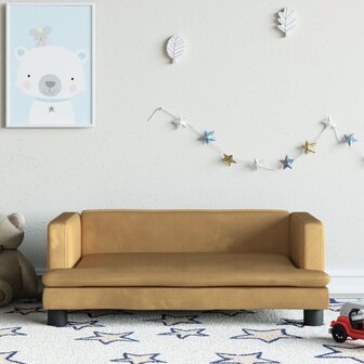 Kinderbank 80x45x30 cm fluweel bruin 1