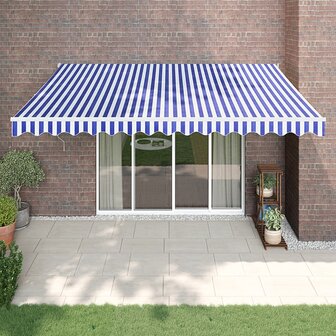 Luifel automatisch uitschuifbaar 4x3 m blauw en wit 1