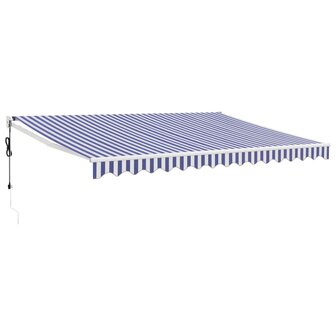 Luifel automatisch uitschuifbaar 4x3 m blauw en wit 2