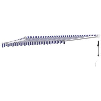 Luifel automatisch uitschuifbaar 4x3 m blauw en wit 5
