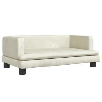 Kinderbank 80x45x30 cm fluweel cr&egrave;mekleurig 2