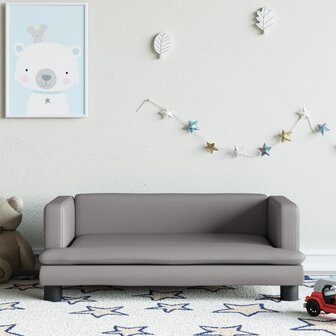 Kinderbank 80x45x30 cm kunstleer grijs 1