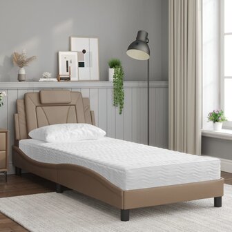 Bed met matras kunstleer cappuccinokleurig 80x200 cm 3