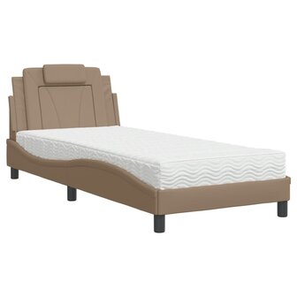 Bed met matras kunstleer cappuccinokleurig 90x190 cm 2