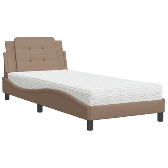 Bed met matras kunstleer cappuccinokleurig 90x190 cm 2