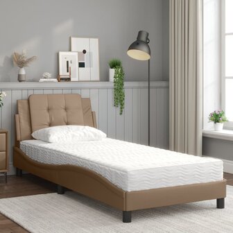 Bed met matras kunstleer cappuccinokleurig 90x190 cm 3