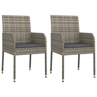 3-delige Tuinset met kussens poly rattan zwart en grijs 4