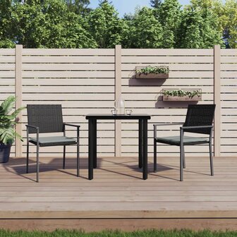 3-delige Tuinset met kussens poly rattan en staal 1