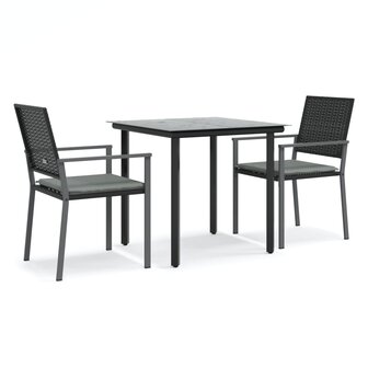 3-delige Tuinset met kussens poly rattan en staal 2