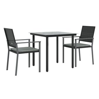 3-delige Tuinset met kussens poly rattan en staal 3