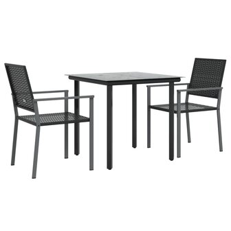 3-delige Tuinset met kussens poly rattan en staal 3