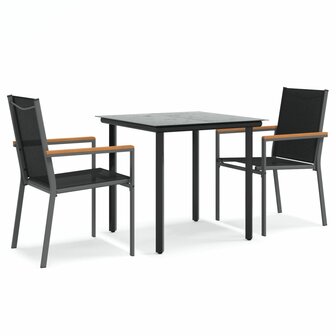 3-delige Tuinset textileen en staal zwart 2
