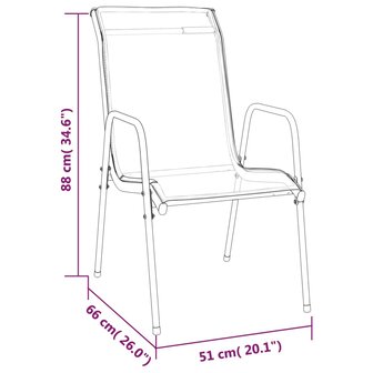 3-delige Tuinset textileen en staal zwart 6