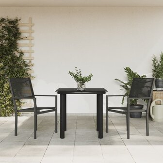 3-delige Tuinset textileen en staal zwart 1