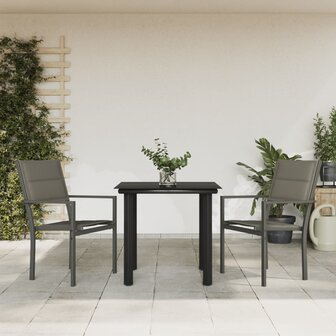 3-delige Tuinset textileen en staal zwart 1