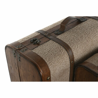 Kofferset Home ESPRIT Bruin Beige Polyester Hout 60 x 37 x 24 cm 3
