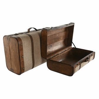 Kofferset Home ESPRIT Bruin Beige Polyester Hout 60 x 37 x 24 cm 5
