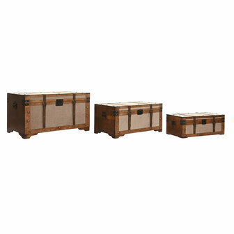Kofferset Home ESPRIT Bruin Beige Polyester Hout 80 x 49 x 45 cm (3 Stuks) 5