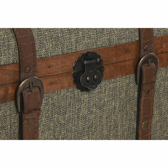 Kofferset Home ESPRIT Groen Multicolour Hout Canvas Tropisch 60 x 43,5 x 42 cm (3 Stuks) 4