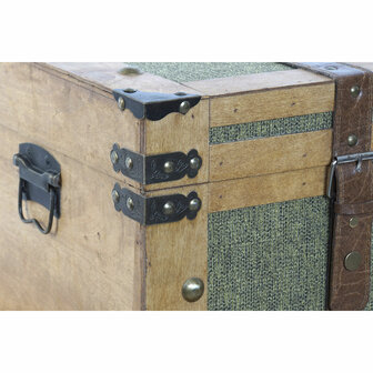 Kofferset Home ESPRIT Groen Hout Canvas Tropisch 81 x 50 x 45 cm (3 Stuks) 2