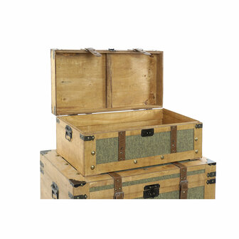 Kofferset Home ESPRIT Groen Hout Canvas Tropisch 81 x 50 x 45 cm (3 Stuks) 4
