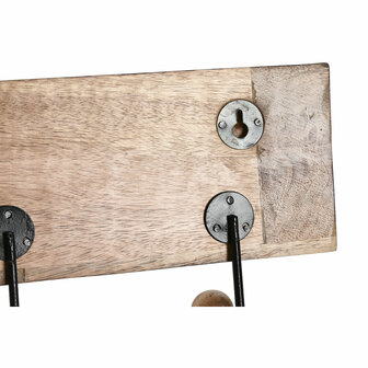 Wandkapstok Home ESPRIT Wit Zwart Natuurlijk Metaal Mangohout Boeddha 38 x 5 x 16 cm 3