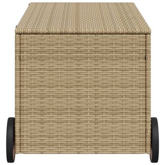 Tuinbox met wielen 190 L poly rattan gemengd beige 5