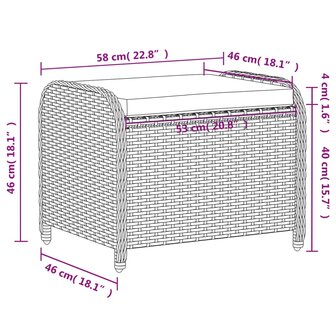 Tuinkruk met kussen 58x46x46 cm poly rattan grijs 9