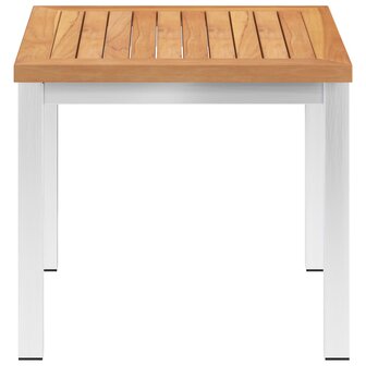 Tuinbijzettafel 45x45x38 cm massief teakhout en roestvrij staal 2