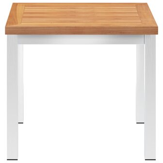 Tuinbijzettafel 45x45x38 cm massief teakhout en roestvrij staal 3