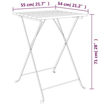 Bistrotafel inklapbaar 55x54x71 cm massief teakhout en staal 7