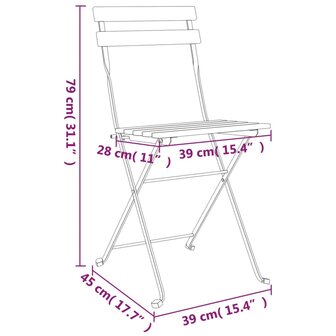 Bistrostoelen 6 st inklapbaar massief teakhout en staal 9