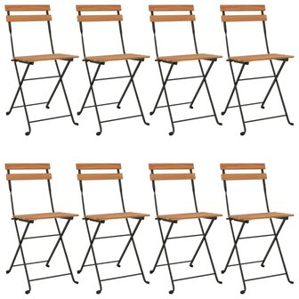 Bistrostoelen 8 st inklapbaar massief teakhout en staal 2
