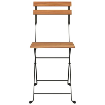 Bistrostoelen 8 st inklapbaar massief teakhout en staal 4